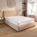 Slumberdown 10cm Mattress Topper Kingsize Bed - Extra Deep Hotel Quality Soft & Comfy Box Stitched Microfibre Cover King Size Mattress Topper - Easy Fit Straps, Hypoallergenic, Washable (150 x 200cm)