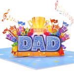 VIVIKEN Pop Up Father’s Day Card for Dad, LIGHTS & MUSIC 3D Happy Fathers Day Card from Son Daughter Wife, Best Dad Award Greeting Gift Card for Husband Stepfathers with Envelope