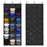 Dofilachy Hat Organizer Racks for Baseball Caps, Visible Hat Holder Rack for Wall Door with 3 Hooks, 24 Deep Pockets