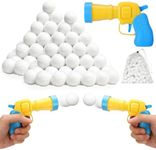 Vodolo 100 PCS Fake Snow Balls for Fights Indoor with Launcher,Soft Artificial Indoor Snowball Fight Set with Snow Bag,Winter Activities Vacation Essentials Christmas Games