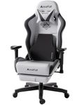 AutoFull C3 Gaming Chair Ergonomic Office Chair with 3D Bionic Lumbar Support, Racing Style Premium PU Leather Computer Chair Gamer Chairs with Footrest and Headrest,Gray,(3-Years Warranty)