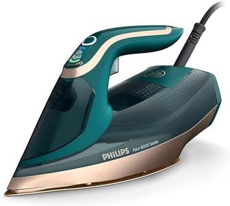 Philips Azur 8000 Series Steam Iron - 70 g/min Continuous Steam, 240 g Turbo Steam Boost, 3000 W Power, OptimalTEMP Technology, Green Opal (DST8030/70)