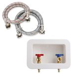 Watflow Washing Machine Outlet Box,Plumbing Accessory,1/2" PEX Laundry Box with 4Ft Stainless Steel Washing Machine Hoses, Burst Proof Hot and Cold Water Connection Inlet Supply Lines for Washer…