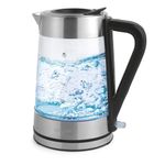Salter Colour Changing Glass Kettle - 1.7L, LED Illumination From Blue To Red, Easy Fill Water Pressure Lid, Anti-Limescale Filter, BPA-Free, 360° Swivel Base, Boil Dry Sensor, 2200W EK5078SS