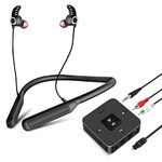 Bluetooth Headphones Transmitter for TV Watching, Golvery Neckband Wireless Stereo Earphones Earbuds Set w/Transmitter Adapter for Optical Digital, RCA, 3.5mm Aux TVs, Plug n Play, No Audio Delay