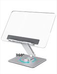 viozon Acrylic Book Stand for Reading,Cookbook Holder, Adjustable Height&Angle, 360° Rotating Base, Aluminum, Foldable & Portable, for Office, Kitchen, School Textbook, Recipe, Magazine,Tablet,Laptop