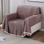 Hokipo Chenille Thick And Soft Sofa Cover Throw Blanket1 Seater, 180 (D) X 180 (L) Cm (Ar-4642-N2) - Brown