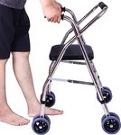 Lightweight Folding Four Wheel Rollator, Height Adjustable Mobility Walker with Padded Seat, Portable Mobility Aid for Elderly Disabled