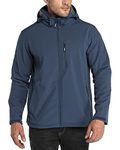 33,000ft Men's Waterproof Jackets Fleece Lining Softshell Jacket - Multi Pockets Outdoor Windproof Coat With Detachable Hood Navy blue L