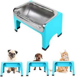Fluff Trough 7.25 Inch Tall Elevated Dog Bowls for Medium & Small Dogs – Stainless Steel Raised Dog Bowl with Stand Holds 2 Cups of Pet Food – Vet Recommended, Dishwasher Safe Dog Feeder Station
