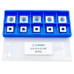 CDBP 12mm Square Carbide Inserts Cutters Knives with 4 Cutting Edge 12×12×2.2mm-35° for Replacement for Woodworking Fits Spiral Helical Planer Cutter Head, 10pcs