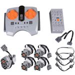 Scakbyer 11PCS Power Functions Motor Set Compatible with Lego Technic Car, APP Dual Remote Control + Lithium Battery Box + 25cm Extension Cord + Servo Motor + 4 x L-Motor + 3 x LED Light