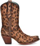 Corral Boots Womens Ld Leopard Print Ankle Narrow Snip Toe Casual Boots Ankle Mid Heel 2-3" - Brown - Size 7.5 M