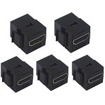 VCE HDMI Keystone Coupler,5-Pack HDMI2.0 Female to Female Keystone Jack Insert Supports 4K 3D,Gold Plated HDMI Connector for Wall Plate in Black