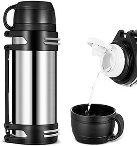 ONEVER Borraccia termica termica a doppia parete, 2 l, in acciaio inox, isolata, per viaggi, thermos, per bevande calde, sottovuoto, tazza da caffè, con coperchio, senza BPA e a prova di perdite