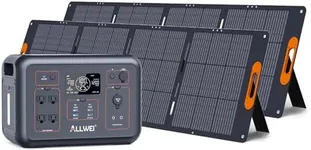 ALLWEI LiFePO4 Solar Generator 1200W with 2 * 200W Solar Panel, Fast Charge in 1.5H, 1008Wh Portable Power Station, 4 AC Outlet, Battery Generator for RV Camping Home Backup