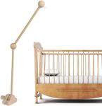 27inch Baby Crib Mobile Arm Wooden Crib Frame Anti-Skid Design Wooden Crib Mobile Holder Adjustable Angle Height Cot Mobile Arm Nursery Mobile Hanger for Crib Nursery Décor (Log Colour)