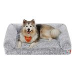 Feandrea FluffyHug Dog Bed, XXL Pet Bed for Large Dogs, Egg Crate Foam Dog Sofa Bed with Removable Washable Cover, 48 x 33.5 x 9.5 Inches, Gray Ombré UPGW234G01