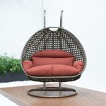 Indiid Homes Double Seater Hammock Swing Chair with Stand and Cushion for Patio Balcony Garden Terrace Living Room Relaxing Chair| Powder Coated Frame |UV Protected Wicker