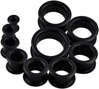 Oyaface 20PCS Black Tunnels Kit 2G to 1 Inch Hard Silicone Gauges Set Ear Plugs Expander Tunnels Piercing Expanding Tools