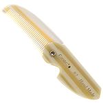 Giorgio G87 IVY 4.5 Inch Folding Mustache Comb and Beard Comb, Small Pocket Comb for Men Everyday Grooming and Hair Care. Handmade, Saw-cut and Hand Polished Styling Men's Folding Comb. 1 Pack, Ivory