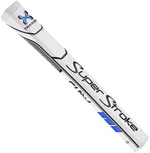 SuperStroke Traxion Claw® Golf Putter Grip, White/Blue (Claw® 1.0) | Advanced Surface Texture That Improves Feedback and Tack | Minimize Grip Pressure with a Unique Parallel Design | Tech-Port