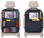 URAQT Car Organiser, Car Back Seat Organizer for Kids, Waterproof Kids Kick Mats Back Seat Protector with Tablet Holder, Kids Toy Storage with Multi Pockets, Car Accessories for Family Trip (2 pc)