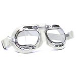 HDM Halcyon MK49 Leather Motorcycle Goggles for Open Face Helmets (White Leather)