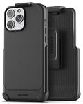 Encased Thin Armor Designed for iPhone 14 Pro Max Belt Clip Case, Slim Fit Phone Case with Holster (Matte Black)