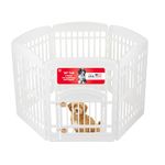 IRIS USA 34" 6-Panel Dog Playpen with Door, 44 x 63 x 34, Puppy Fence, Puppy Playpen, Dog Play Pen Indoors, Pet Fence, Puppies/Small Dogs, White