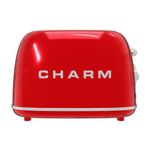 Charm - 2 Slice Toaster for Bagels and Thick Bread - Vintage Red Toaster with Defrost Technology, 6 Browning Levels and Crumb Tray for Easy Cleaning - Retro Toaster Ideal for Aesthetic Kitchen Gift