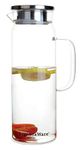 SignoraWare 1.5 Litres Lifestyle Borosilicate Glass Jug with Steel lid | Big Water Pitcher with Strong Handle for Water Juice Ice-Tea Milk (1500ml, Set of 1, Transparent | BPA Free)