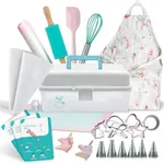 Tovla Jr. Kids Baking Gift Set with Storage Case - Cooking Kit for Children - Educational Baking Sets - Real Kid Baking Supplies with Decorating Tools Set with Apron… (Unicorn)