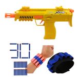 Toy Cloud 2 in 1 X-Shot Blaster Pistol Toy Gun with Jelly Shots & 10 Soft Foam Dart Bullets with 1 Hand Strap for Darts & 20 Pcs Extra Dart Bullets, Safe and Long Range Shooting Gun - Multicolour