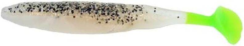 Bass Assassin BA-DDA40238 Saltwater Die Dapper, 7 Per Bag (Salt and Pepper Silver Phantom/Chartreuse Tail, 5-Inch)