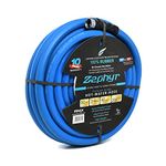 Zephyr Next-gen Garden Hose (3/4" x 50ft, Ultra-Light Flexible Rubber, Brass Fittings),Blue