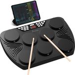 Tabletop Electric Drum Set, Portable Electronic Drum Kit with LED Display and Built-in Speakers, E-Drums Support PC Connection for Gift for kids and Adult Beginners