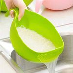 ASP Online Traders Rice Washer Strainer Colander Strainer Washing Bowl Vegetable/Rice Washer Strainer Drain Basin Detachable Fruits Colanders 2.1 Qt (2L),Green