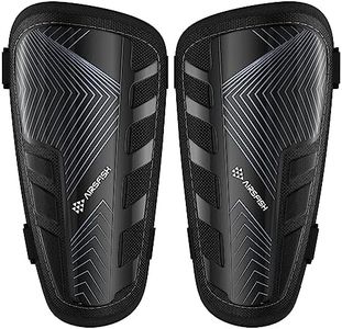 Upgraded Soccer Shin Guards Kids Youth, CE Certified AirsFish Shin Pads Protection Gear for 2-18 Years Old Boys Girls Teenagers EVA High Impact Resistant Breathable Comfortable 1 Pair Dark Black S