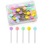 100 Pieces Sewing Pins Safety Dressmaking Pins for Crafting Knitting Quilting Pins with Storage Box Assorted Colors Glass Head Pins for Jewelry Decoration (Flower Type)