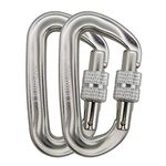 Outmate 12kN Heavy-Duty Carabiner Clips - Durable, Lightweight Aluminum Alloy Carabiners for Hiking, Camping, Keychains, Dog Leashes, Hammocks & More(Screw gate,2 Silver)