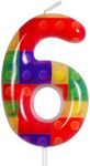 Colorful Building Block Number 6 Candle 6th Birthday Candle Candy Bricks Happy 6th Birthday Cake Candles Cake Topper for Boys Girls Kids Birthday Party Decorations Reunions Theme Party Supplies