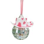 Disco Ball Car Accessory Disco Ball Car Mirror Ornament Disco Ball Cowboy Hat Car Charm Car Disco Ball Decor Disco Ball for Car Mirror Decor Disco Car Charm Car Mirror Hanging Accessories (Pink Spot)