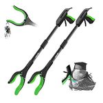 Jellas 2-Pack 32 Inch Grabber Reacher Tool with Shoehorn, 90° Rotating Head Grabber Tool for Elderly, Outdoor and Indoor Trash Picker Grabber(Green)