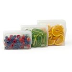 Moonmoon Reusable Silicone Food Bags | Leakproof Reusable Freezer Bags | Set of 3 Silicone Pouches (clear)