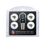 Team Golf NFL Jacksonville Jaguars Regulation Size Golf Balls (4 Count) & Divot Tool with Removable Double-Sided Magnetic Marker