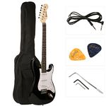 JUAREZ Jrz-St01 6-String Linden Wood Electric Guitar, Right Handed, Black, With Case/Bag And Picks