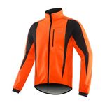 ARSUXEO Winter Warm UP Thermal Softshell Cycling Jacket Windproof Waterproof Bicycle MTB Mountain Bike Clothes 15-K Orange Size XX-Large