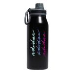 adidas Unisex 1 Liter (32 oz) Metal Water Bottle, Black/Pulse Mint Green/Blue Fusion, 33.8 Ounces