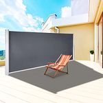 VEVOR Retractable Side Awning 118" x 71", Retractable Patio Screen Waterproof, Retractable Room Divider Black for Privacy, Garden, Outdoor, Patio and Terrace